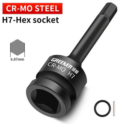 H4-H19 Kiterjesztett belső hatlapfejű csavarkulcs hatszögletű fogantyú csavar pneumatikus csavarhúzó Hardver Racsnis betétszerszámkészlet