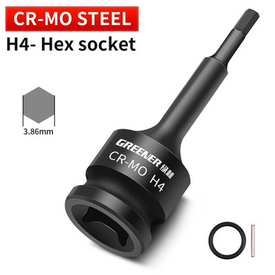 H4-H19 Kiterjesztett belső hatlapfejű csavarkulcs hatszögletű fogantyú csavar pneumatikus csavarhúzó Hardver Racsnis betétszerszámkészlet