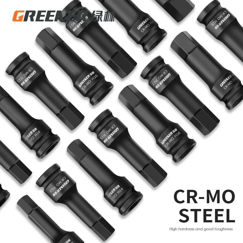 H4-H19 Kiterjesztett belső hatlapfejű csavarkulcs hatszögletű fogantyú csavar pneumatikus csavarhúzó Hardver Racsnis betétszerszámkészlet