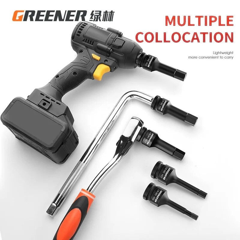 H4-H19 Kiterjesztett belső hatlapfejű csavarkulcs hatszögletű fogantyú csavar pneumatikus csavarhúzó Hardver Racsnis betétszerszámkészlet