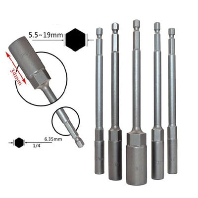 1 db hosszúságú, 150 mm-es hatlapú anyacsavarozó fúrószár adapter dugókulcs hosszabbító hüvely adapter elektromos csavarhúzó fogantyúhoz