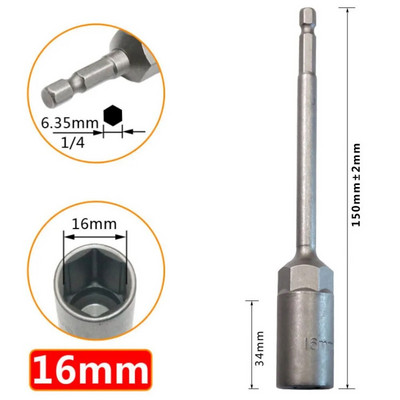 1 db hosszúságú, 150 mm-es hatlapú anyacsavarozó fúrószár adapter dugókulcs hosszabbító hüvely adapter elektromos csavarhúzó fogantyúhoz