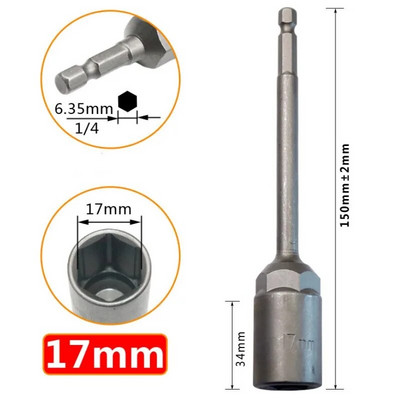 1 db hosszúságú, 150 mm-es hatlapú anyacsavarozó fúrószár adapter dugókulcs hosszabbító hüvely adapter elektromos csavarhúzó fogantyúhoz