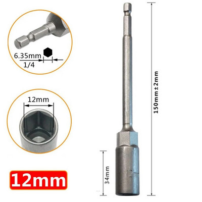 1 db hosszúságú, 150 mm-es hatlapú anyacsavarozó fúrószár adapter dugókulcs hosszabbító hüvely adapter elektromos csavarhúzó fogantyúhoz