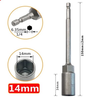 1 db hosszúságú, 150 mm-es hatlapú anyacsavarozó fúrószár adapter dugókulcs hosszabbító hüvely adapter elektromos csavarhúzó fogantyúhoz