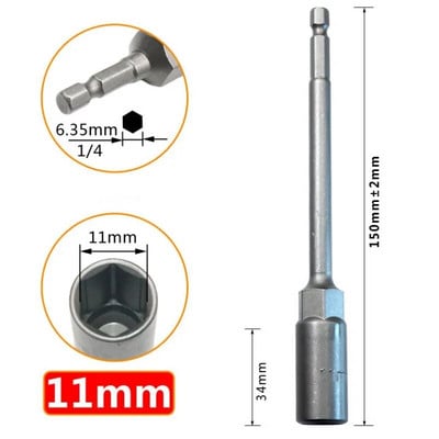 1 db hosszúságú, 150 mm-es hatlapú anyacsavarozó fúrószár adapter dugókulcs hosszabbító hüvely adapter elektromos csavarhúzó fogantyúhoz