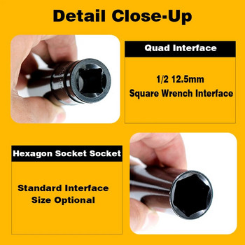 1PCS 1/2 Impact Socket Set 8-32mm Deep Long Head Hex Key Mechanical Workshop Tools for torquewrench σετ κλειδιού πνευματικού κλειδιού