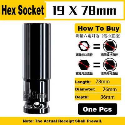 1 db 1/2 ütős aljzat készlet 8-32 mm mély, hosszú fejű hatlapfejű mechanikai műhelyszerszámok nyomatékkulcshoz pneumatikus villáskulcs készlet