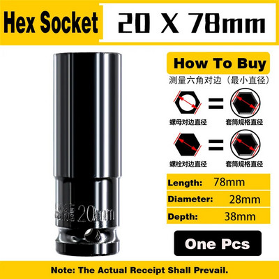 1 db 1/2 ütős aljzat készlet 8-32 mm mély, hosszú fejű hatlapfejű mechanikai műhelyszerszámok nyomatékkulcshoz pneumatikus villáskulcs készlet