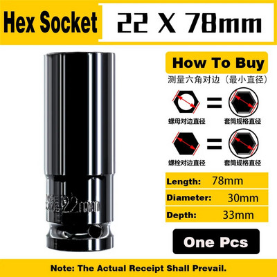 1 db 1/2 ütős aljzat készlet 8-32 mm mély, hosszú fejű hatlapfejű mechanikai műhelyszerszámok nyomatékkulcshoz pneumatikus villáskulcs készlet