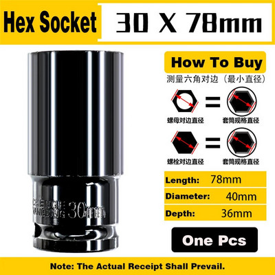 1 db 1/2 ütős aljzat készlet 8-32 mm mély, hosszú fejű hatlapfejű mechanikai műhelyszerszámok nyomatékkulcshoz pneumatikus villáskulcs készlet