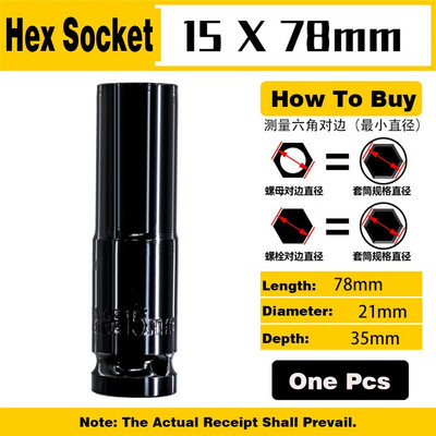 1 db 1/2 ütős aljzat készlet 8-32 mm mély, hosszú fejű hatlapfejű mechanikai műhelyszerszámok nyomatékkulcshoz pneumatikus villáskulcs készlet