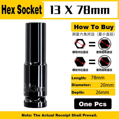 1 db 1/2 ütős aljzat készlet 8-32 mm mély, hosszú fejű hatlapfejű mechanikai műhelyszerszámok nyomatékkulcshoz pneumatikus villáskulcs készlet