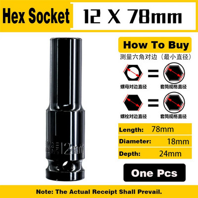 1 db 1/2 ütős aljzat készlet 8-32 mm mély, hosszú fejű hatlapfejű mechanikai műhelyszerszámok nyomatékkulcshoz pneumatikus villáskulcs készlet