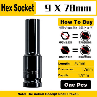 1 db 1/2 ütős aljzat készlet 8-32 mm mély, hosszú fejű hatlapfejű mechanikai műhelyszerszámok nyomatékkulcshoz pneumatikus villáskulcs készlet