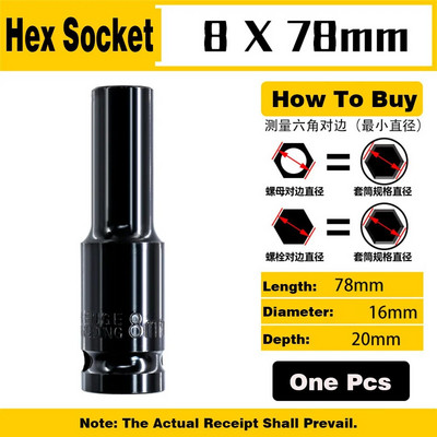 1 db 1/2 ütős aljzat készlet 8-32 mm mély, hosszú fejű hatlapfejű mechanikai műhelyszerszámok nyomatékkulcshoz pneumatikus villáskulcs készlet