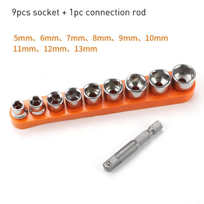 1/4 colio šešiakampės galvutės veržliarakčio įvorė, didelio kietumo anglinio plieno grąžto lizdo adapterio rinkinys „pasidaryk pats“ automobilių remonto namų rankinis įrankis