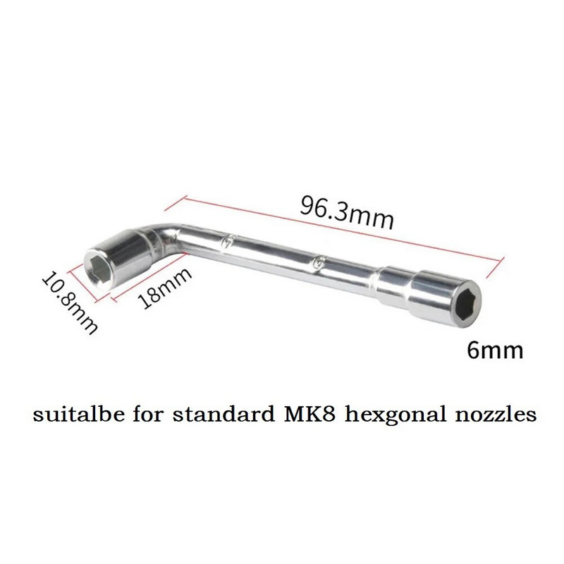 1 db 6 mm-es 7 mm-es hatlapfejű csavarkulcs L alakú csavaranya csavarkulcs hüvely karbantartó szerszám hüvely csavarkulcs Ender 3 MK8 fúvókás nyomtatószerszámhoz