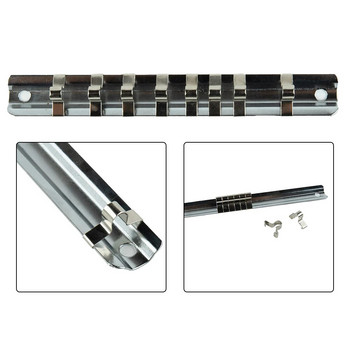 Socket Rack Holder 1/4 3/8 1/2inch With 8 Clips On Rail Organizer Storage Socket Storage Rack for Storage Loose Sockets