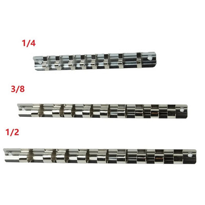 Držač stalka za utičnice 1/4 3/8 1/2 inča s 8 klipova na tračnicama Organizator alata za pohranu utičnica Stalak za pohranu za pohranu labavih utičnica