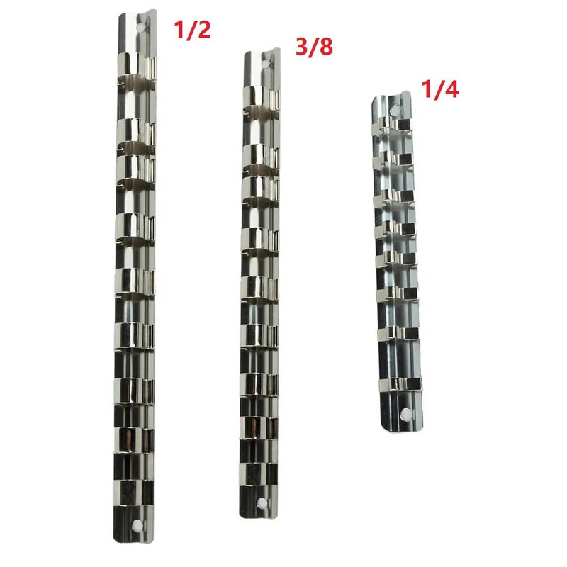 Držač stalka za utičnice 1/4 3/8 1/2 inča s 8 klipova na tračnicama Organizator alata za pohranu utičnica Stalak za pohranu za pohranu labavih utičnica