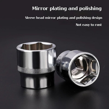3/8 Short Mirror Polished Socket 6-24mm Εξωτερική εξάγωνη υποδοχή Εργαλείο χειρός Συντήρηση σπιτιού/εργασίας Κατάλληλο για όλους τους τύπους κλειδιών