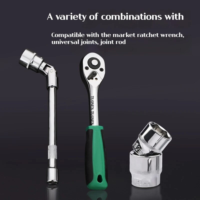 3/8 kratki zrcalno polirani nasadnik 6-24 mm vanjski šesterokutni nasadnik Ručni alat za kućno/radno održavanje prikladan za sve vrste ključeva