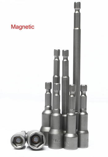1Pcs 1/4 3/8 1/2 5/16 7/16 Inch Magnetic Hex Socket Sleeve Bit Drills for Power Drills Impact Drivers Hand Drills Tools