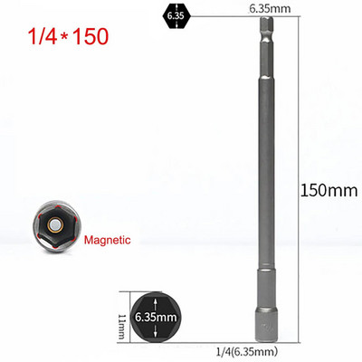 1Pcs 1/4 3/8 1/2 5/16 7/16 Inch Magnetic Hex Socket Sleeve Bit Matica Odvijač za električne bušilice Udarni izvijači Ručne bušilice Alati