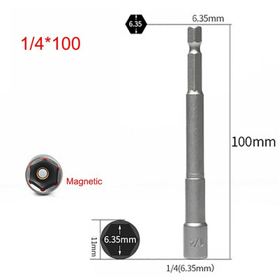 1Pcs 1/4 3/8 1/2 5/16 7/16 Inch Magnetic Hex Socket Sleeve Bit Matica Odvijač za električne bušilice Udarni izvijači Ručne bušilice Alati