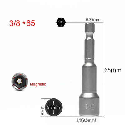 1Pcs 1/4 3/8 1/2 5/16 7/16 Inch Magnetic Hex Socket Sleeve Bit Matica Odvijač za električne bušilice Udarni izvijači Ručne bušilice Alati