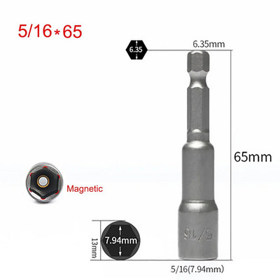 1Pcs 1/4 3/8 1/2 5/16 7/16 Inch Magnetic Hex Socket Sleeve Bit Matica Odvijač za električne bušilice Udarni izvijači Ručne bušilice Alati
