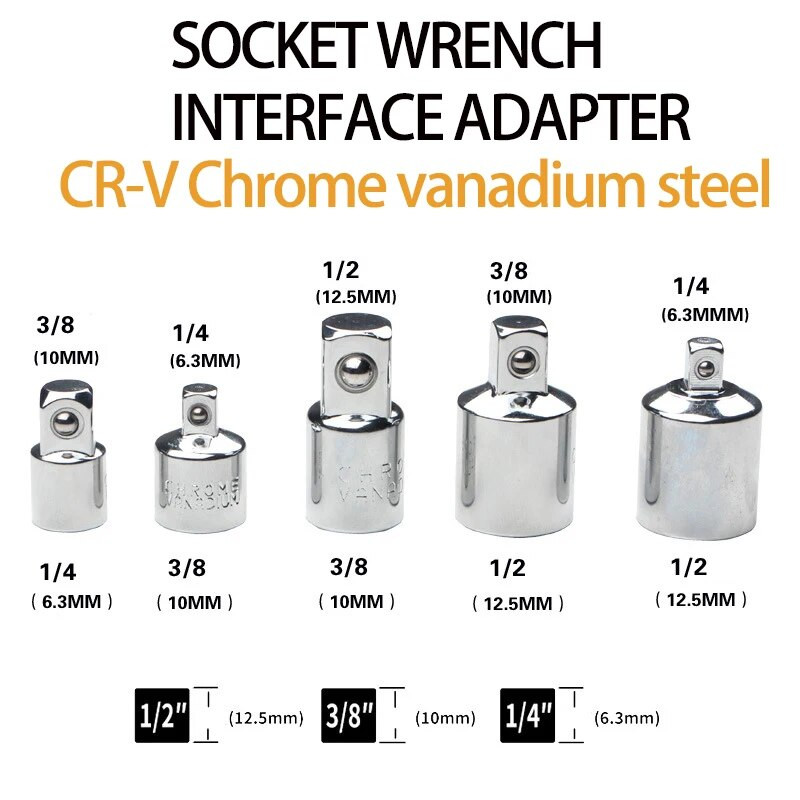 1/4" 3/8" 1/2" racsnis csavarkulcs adapter króm-vanádium acél hüvely adapter meghajtó aljzat átalakító csavarkulcs-hüvely csukló átalakító