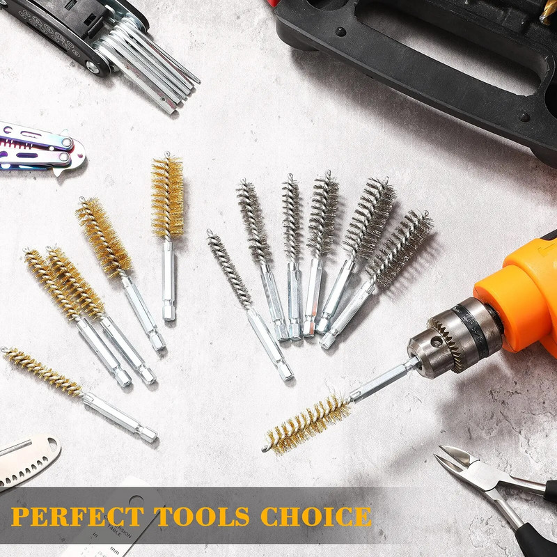 Terasest puuriga traathari Keeratud traadist roostevabast terasest puhastushari käepidemega 1/4-tollise kuuskantvarrega jõutrelli löökkeerajale