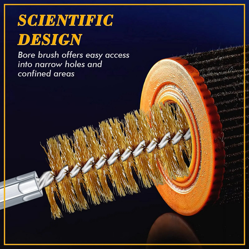 Vielinių vamzdžių mašinų valymo šepečių dažų valiklis rūdžių valiklis Metalinės rankenos kamino plovimas poliravimo įrankiai 8/10/12/15/17/19 mm A