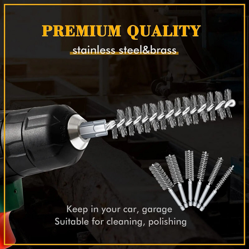 Vielinių vamzdžių mašinų valymo šepečių dažų valiklis rūdžių valiklis Metalinės rankenos kamino plovimas poliravimo įrankiai 8/10/12/15/17/19 mm A