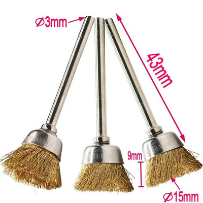 3/9 tk poleerimislihvketas T-kujuline väike harjatarvikud Terastraadist messingist miniharja pöörlev tööriist Dremeli puurile