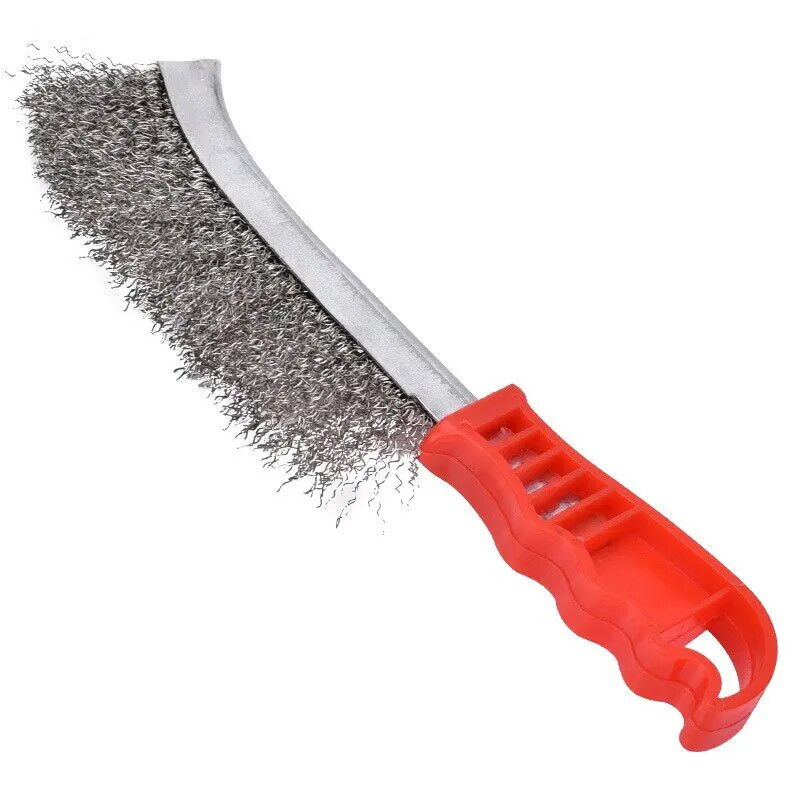 Daugiafunkcis įrankio vielinis šepetys, padengtas variu (nerūdijančio plieno šepetys, 1 vnt.) Ilgos rankenos virtuvės grilis, specialios plokštės rūdžių šalinimas