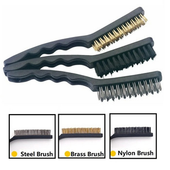1PC Mini Wire Brush Brass Nylon & Steel Brushes Micro Steel Brass Rust Remover Paint Remove Metal Scrubbing Polishing Burring