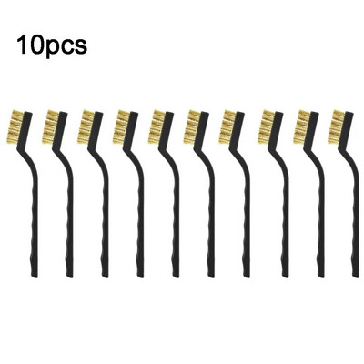 10 vnt. 7 colių rankinis šepetys nerūdijančio plieno variniai vieliniai šepečiai, skirti metalo rūdžių šveitimo valymui, priežiūros vadovo įrankiai