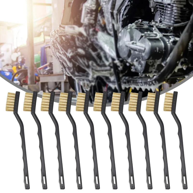 10 vnt. 7 colių rankinis šepetys nerūdijančio plieno variniai vieliniai šepečiai, skirti metalo rūdžių šveitimo valymui, priežiūros vadovo įrankiai