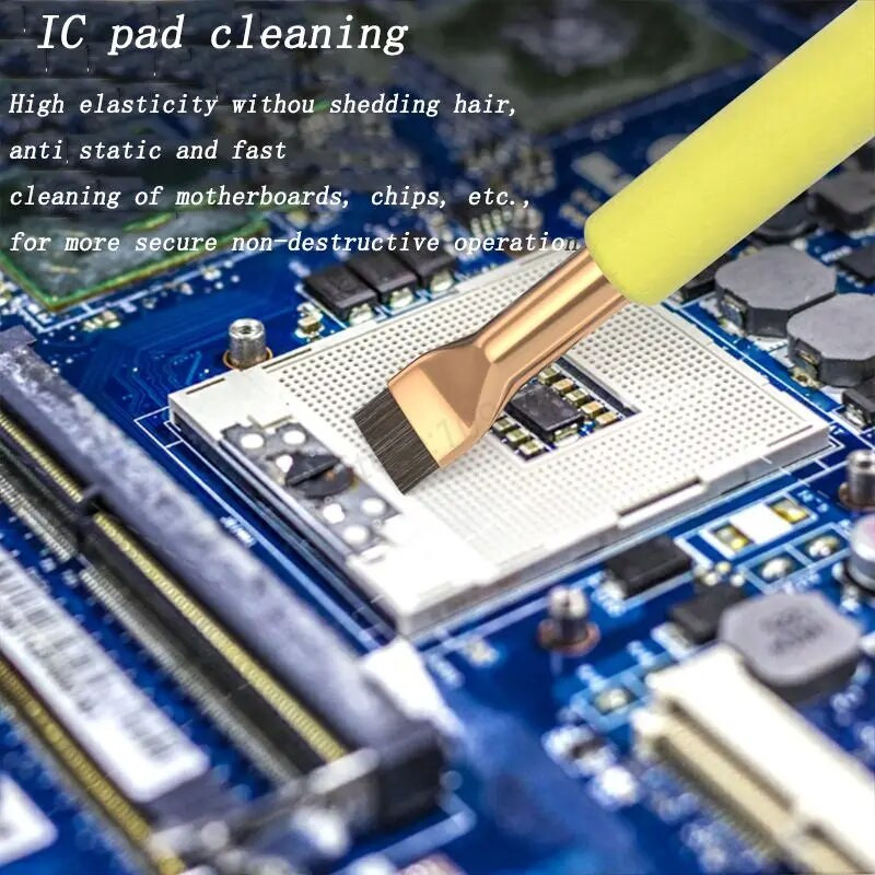 Antistatinis šepetys pagrindinės plokštės PCB valymo šepetys, skirtas mobiliajam telefonui Kompiuterių remonto įrankių rinkinys Šerių šepetys Plieninis šepetys
