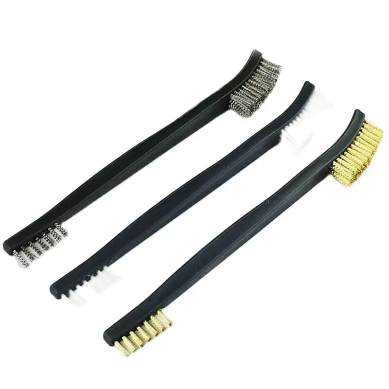 Dviejų galų 3 vnt plieninis vielinis šepetys ir 4 vnt nailono rinkinys universalus medžioklės ginklo valymo rinkinys taktinio šautuvo ginklo valymo įrankis