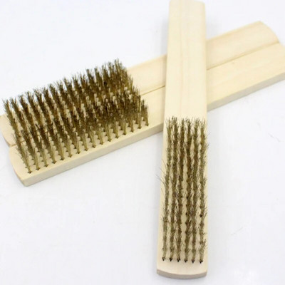 1kom Drvena ručka Mesingana žica Bakrena četka za industrijske uređaje Površinsko/unutarnje poliranje Brušenje Čišćenje 6x16 redova četkica