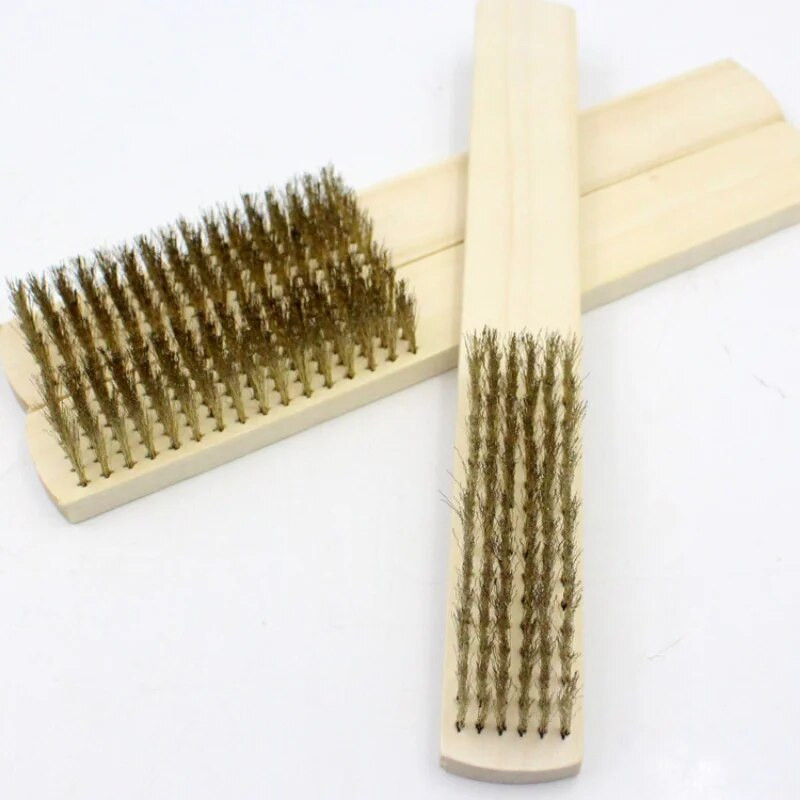1kom Drvena ručka Mesingana žica Bakrena četka za industrijske uređaje Površinsko/unutarnje poliranje Brušenje Čišćenje 6x16 redova četkica