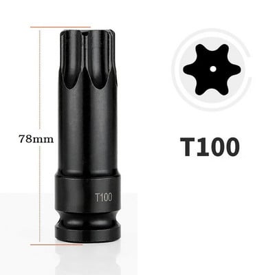 1 vnt 1/2 colio šešiakampio Torx atsuktuvo antgalio smūginės pavaros lizdo adapterio galvutė, skirta smūginiam veržliarakčio lizdo adapterio rankiniam įrankiui T20-T100