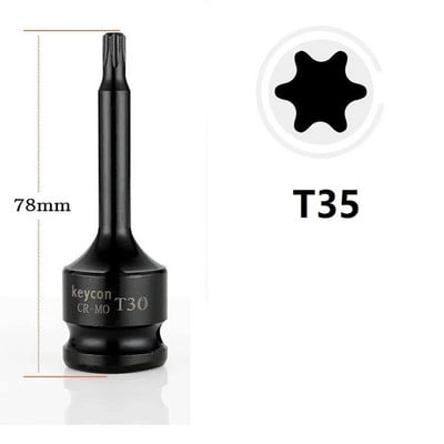1 vnt 1/2 colio šešiakampio Torx atsuktuvo antgalio smūginės pavaros lizdo adapterio galvutė, skirta smūginiam veržliarakčio lizdo adapterio rankiniam įrankiui T20-T100
