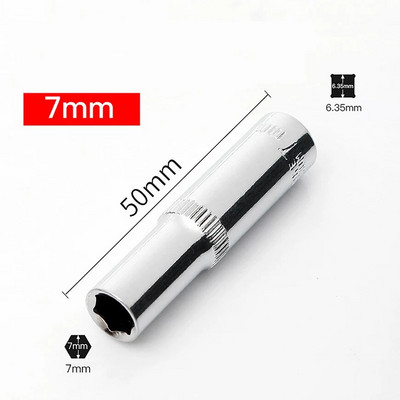 1db Hi-spec 1/4 hüvelyk mély metrikus aljzatkészlet, 4-14 mm-es 6 pontos készlet, hosszú hüvely, racsnis kulcs, javítószerszám