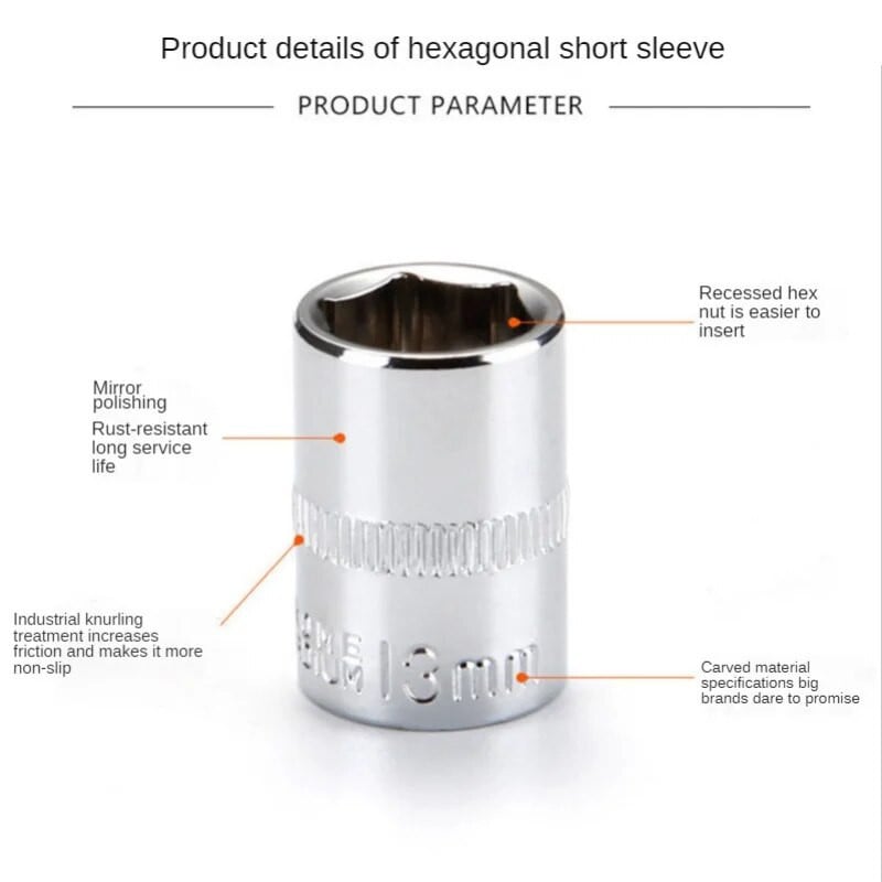 1db Hi-spec 1/4 hüvelyk mély metrikus aljzatkészlet, 4-14 mm-es 6 pontos készlet, hosszú hüvely, racsnis kulcs, javítószerszám