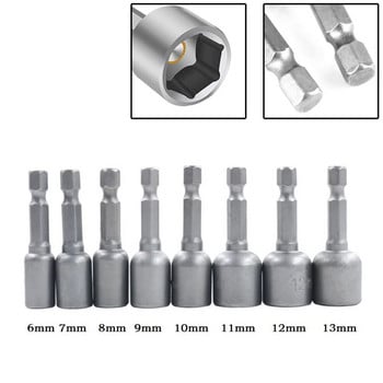 1 τμχ Impact Hex Socket Magnetic Dat Screwdriver 1/4” Hex Shank Electric Drill Bits for Power Drills Impact Drivers Socket 6-13mm